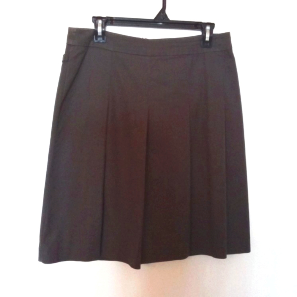 Zara Women's Brown Cotton Box Pleat Collegiate Style Skirt Size Medium